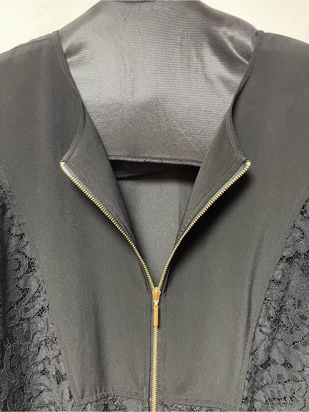 Kensie Black Lace Bomber Jacket with Gold Zip - Picture 7 of 9